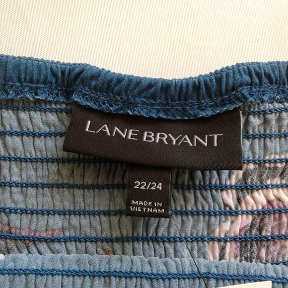 Lane Bryant Floral Wide Leg Smocked Jumpsuit Blue Pink NWT Size 22/24 - Picture 7 of 12